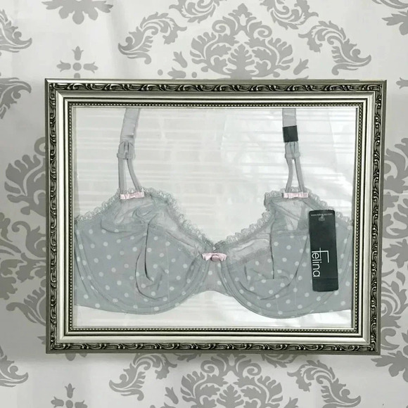 32DDD Felina 110789 Marielle Full Busted UW Bra Gray Dot NWT - Picture 3 of 13